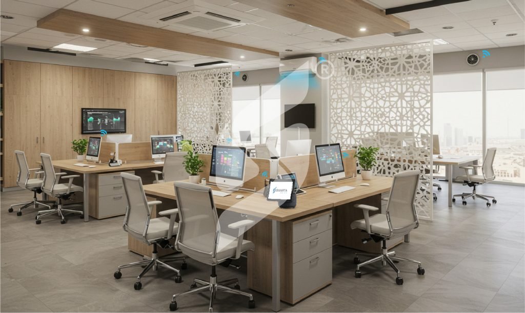 مكتب ذكي مجهز بأنظمة شركة سمارت هوم للتحكم والإدارة الذكية